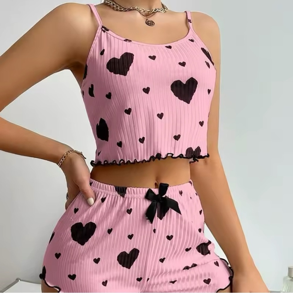 2 Piece Pink Hearts PJ Set